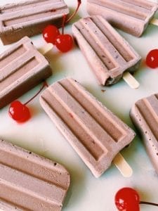 45 degree angle view of cherry fudge pops