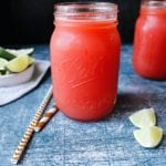 Watermelon juice in a glass jar