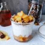 pears and honey on top of yogurt and granola
