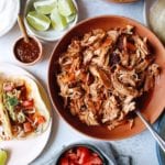 slow cooker chipotle chicken with all the taco fixings