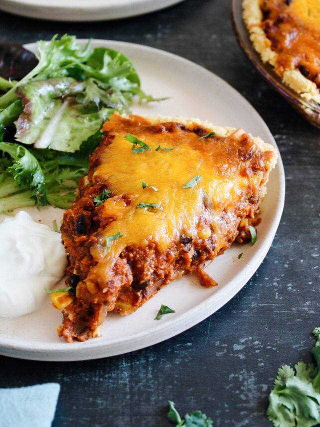 tamale pie slice on a plate