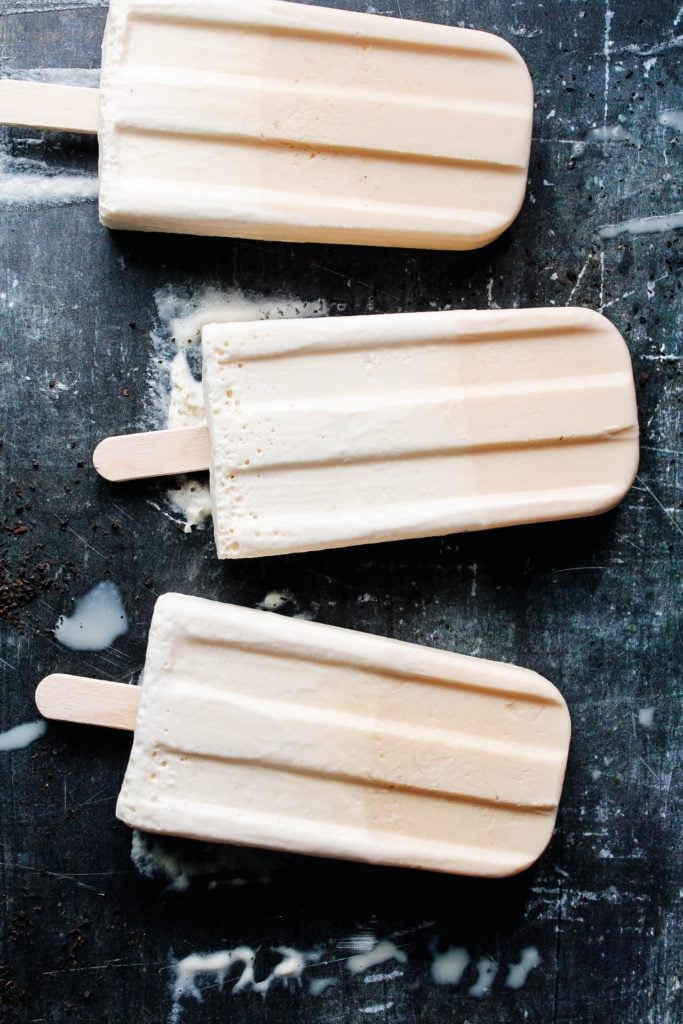 earl grey ice cream pops on a dark blue background