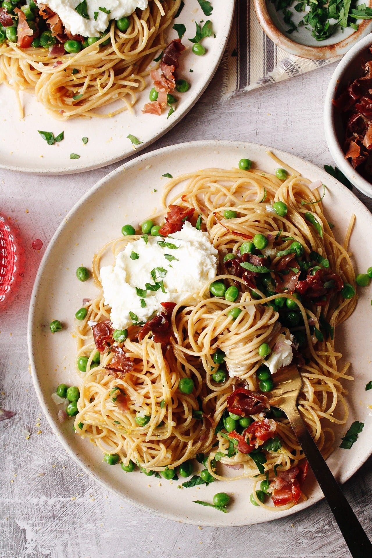 Cheese Ravioli with Prosciutto, Basil & Peas: Cook a fresh meal with almost  no chopping!