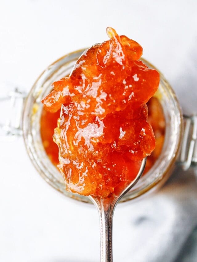 kumquat jam on a spoon