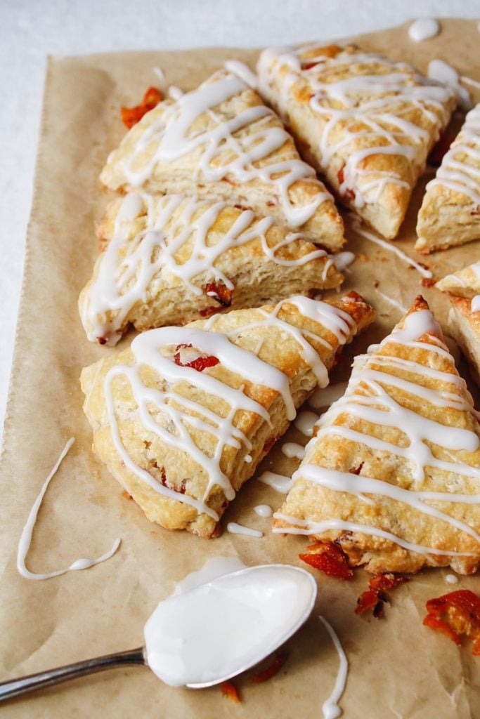 kumquat scones that have been iced