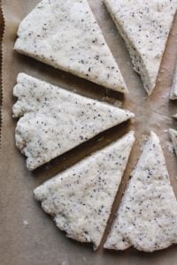 scone dough shaped in a circle and cut into 8 slices