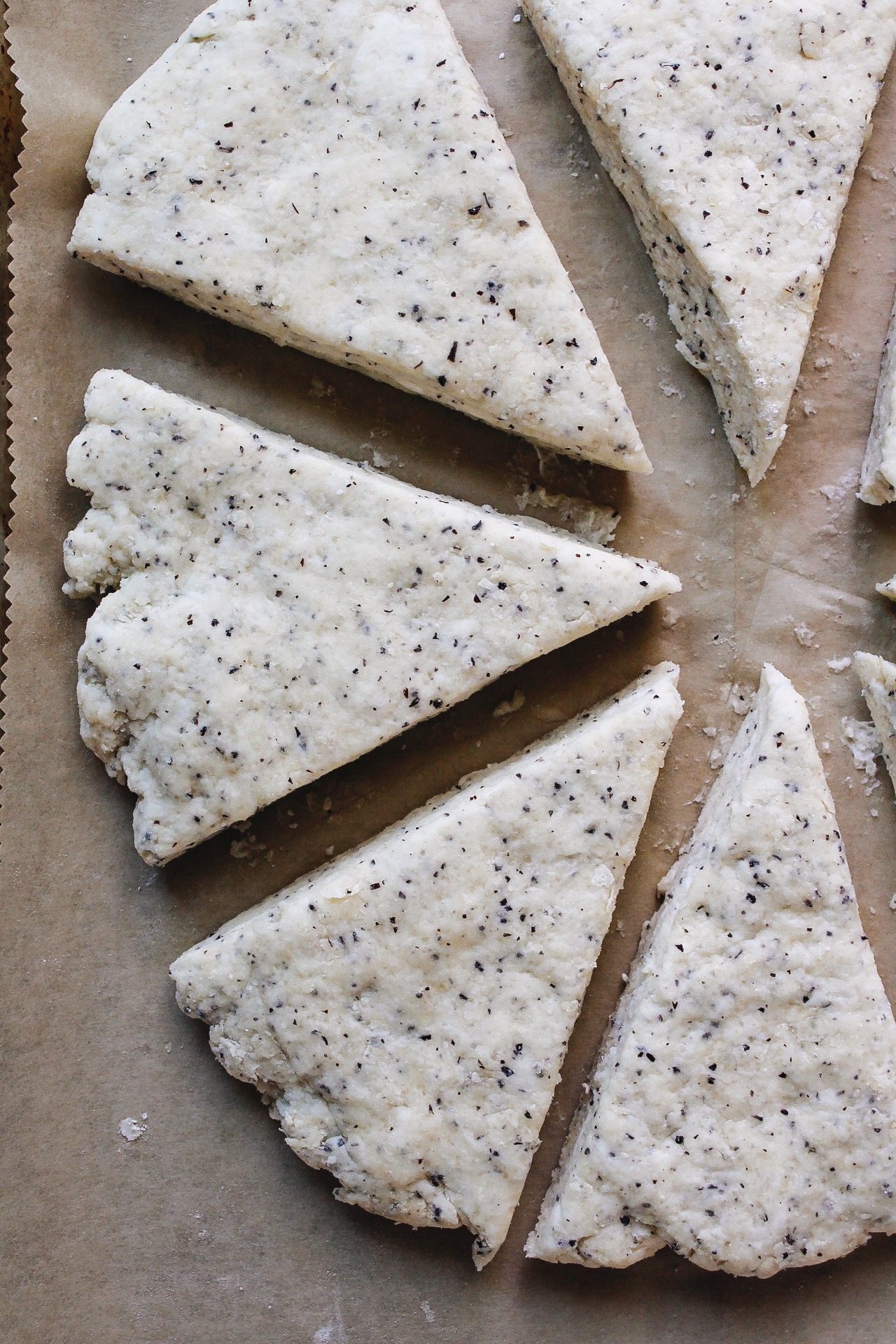 scone dough shaped in a circle and cut into 8 slices