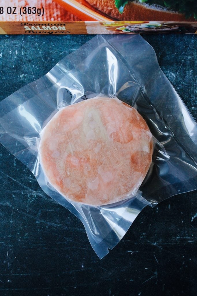 individually wrapped frozen salmon burger