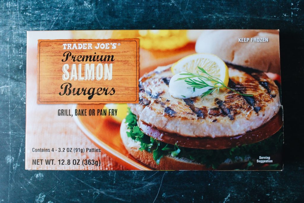 trader joes premium salmon burgers box