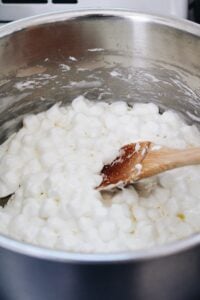 marshmallows and butter melting in a pot