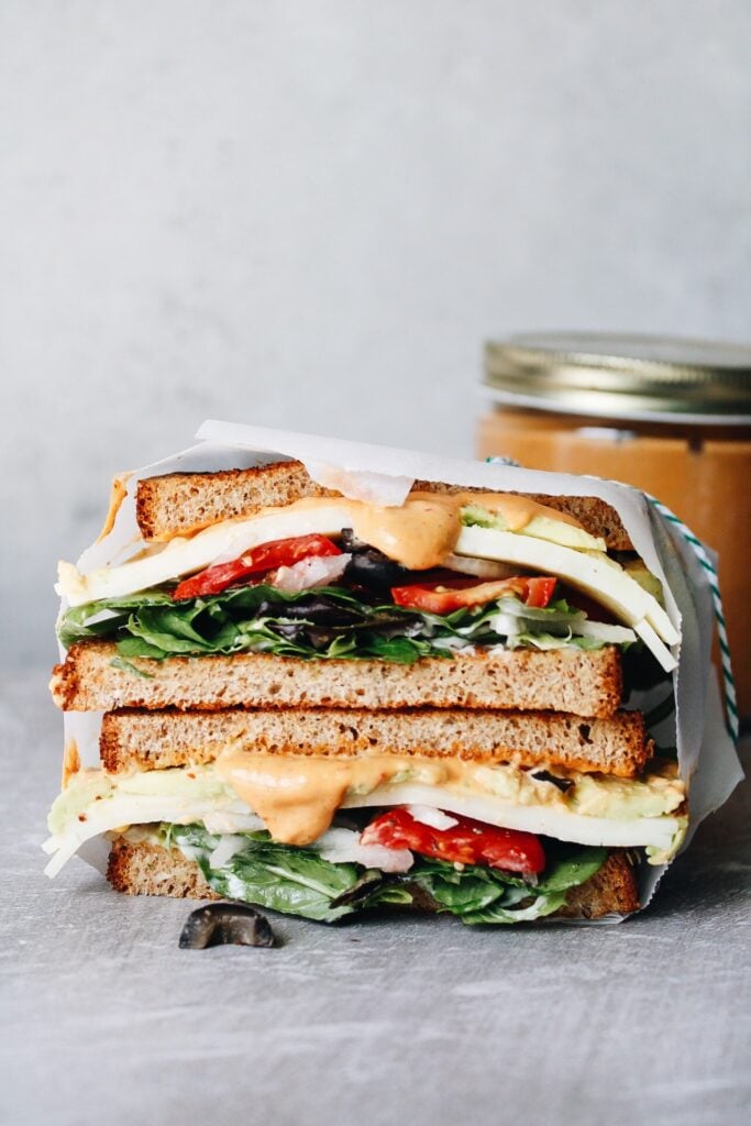 veggie sandwich with chipotle southwest sauce