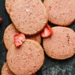 strawberry shortbread cookies with freeze-dried strawberries