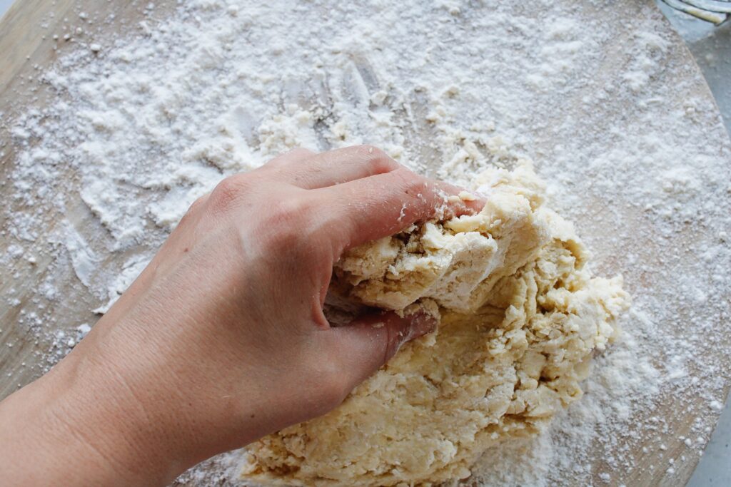 scone dough being kneaded
