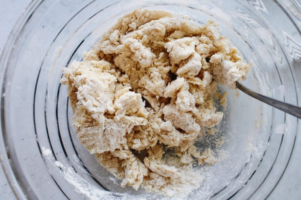 scone dough that has been mixed with a fork