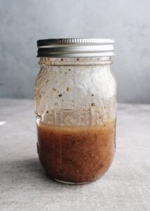 pasta salad dressing in a mason jar