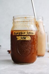 pumpkin spice simple syrup in a glass jar