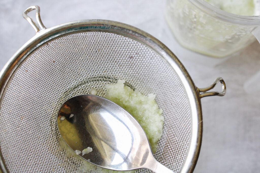 blended cucumber and water strained through sieve