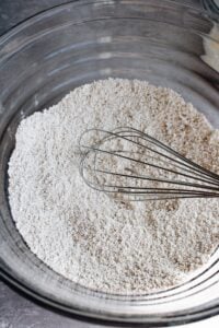 dry ingredients for waffles being whisked