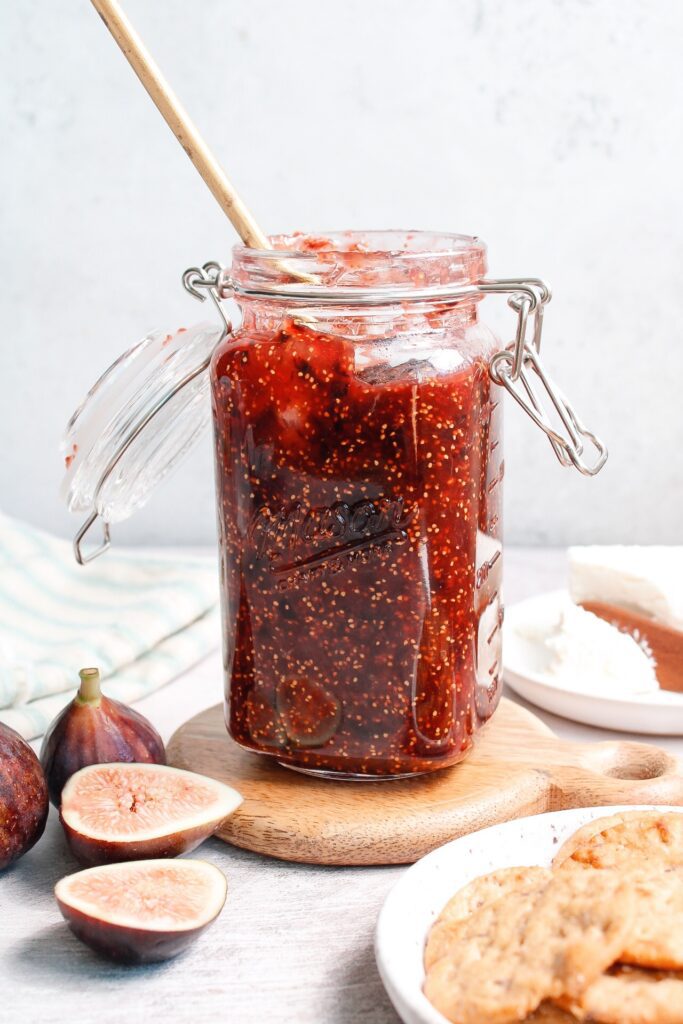 fig jam in a glass hinged mason jar