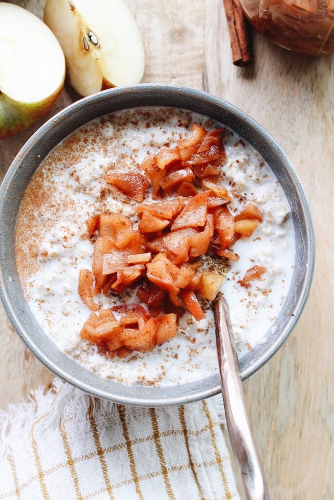 apple compote on top of oatmeal