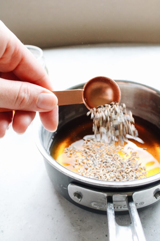 honey, lavender and water in a small sauce pan