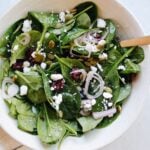 spinach and goat cheese salad with cranberries and shallot