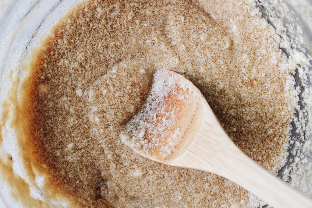 combining wet ingredients in a bowl