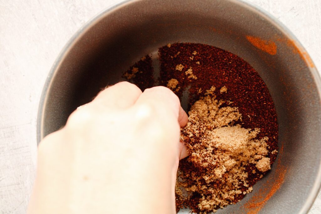 brown sugar and chili powder in a small bowl