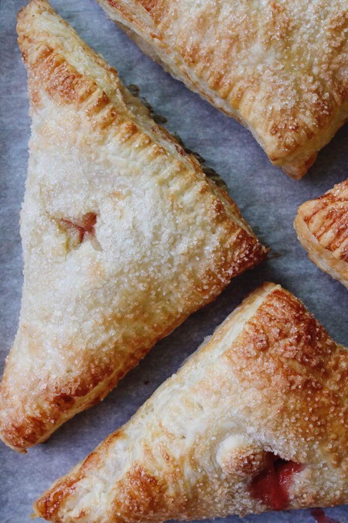 baked strawberry puff pastry turnovers