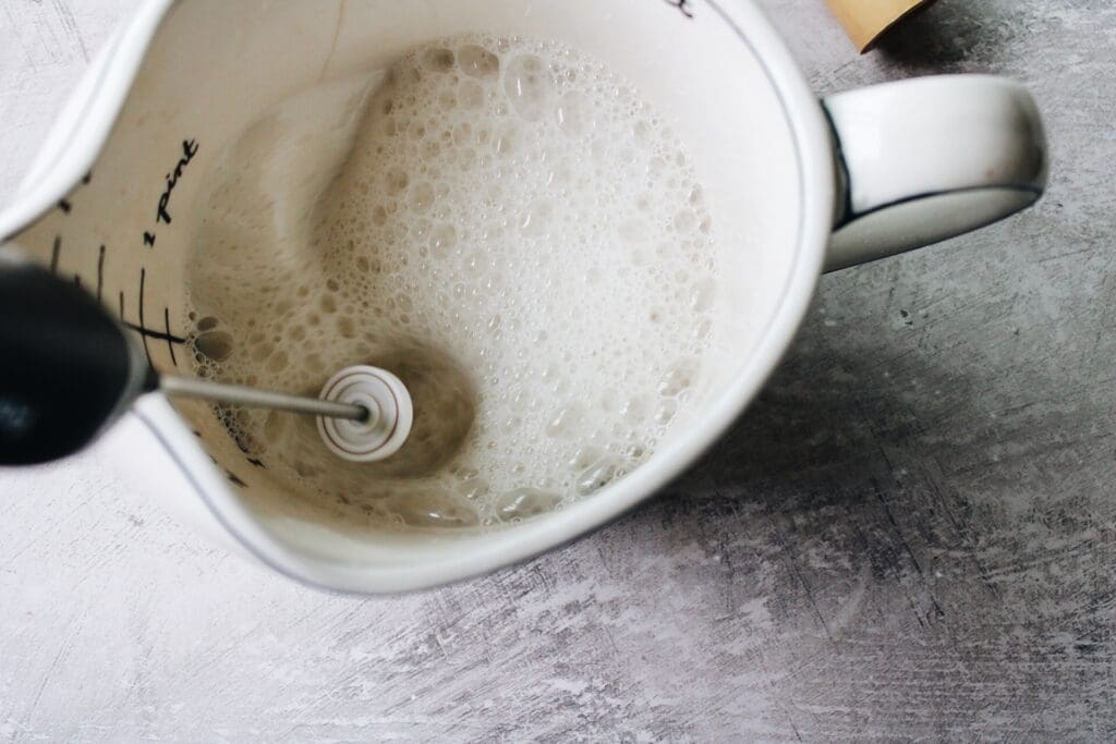 oat milk being frothed