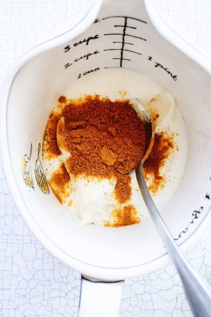 curry dressing in a large measuring cup