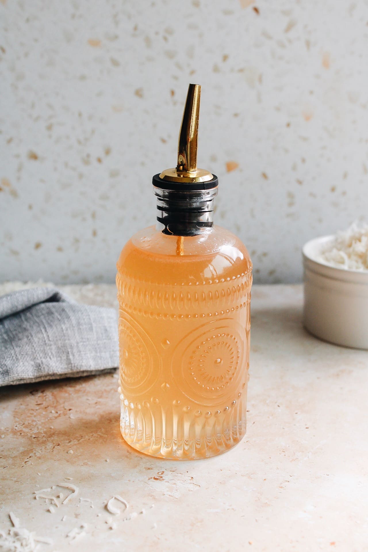 coconut syrup in bottle