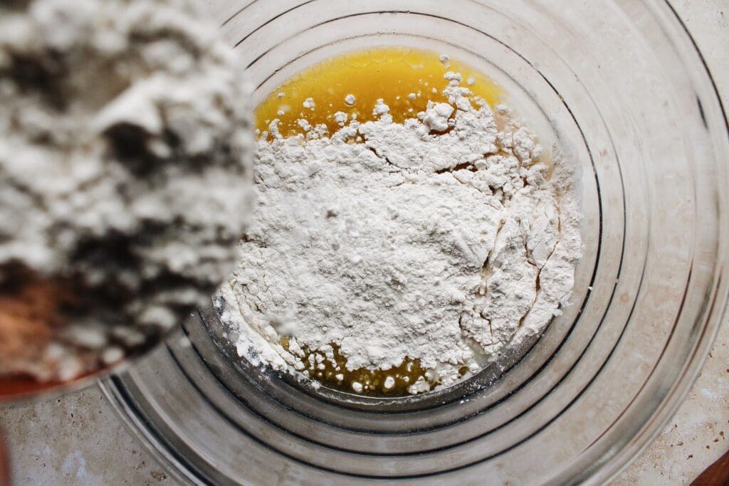 flour added to yeast mixture