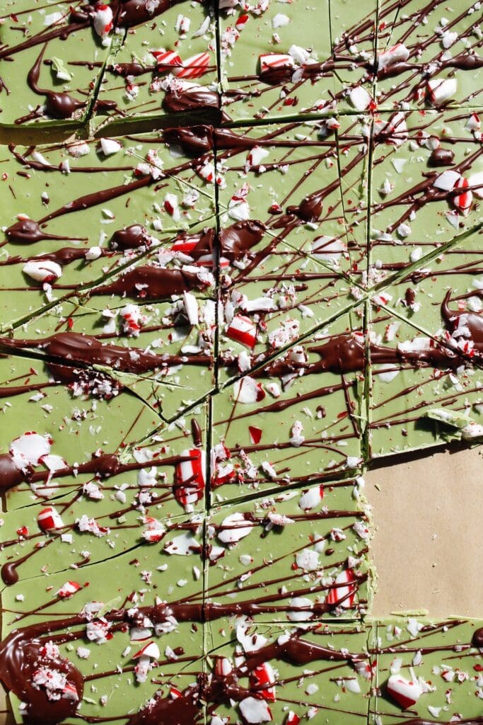 white chocolate matcha peppermint bark