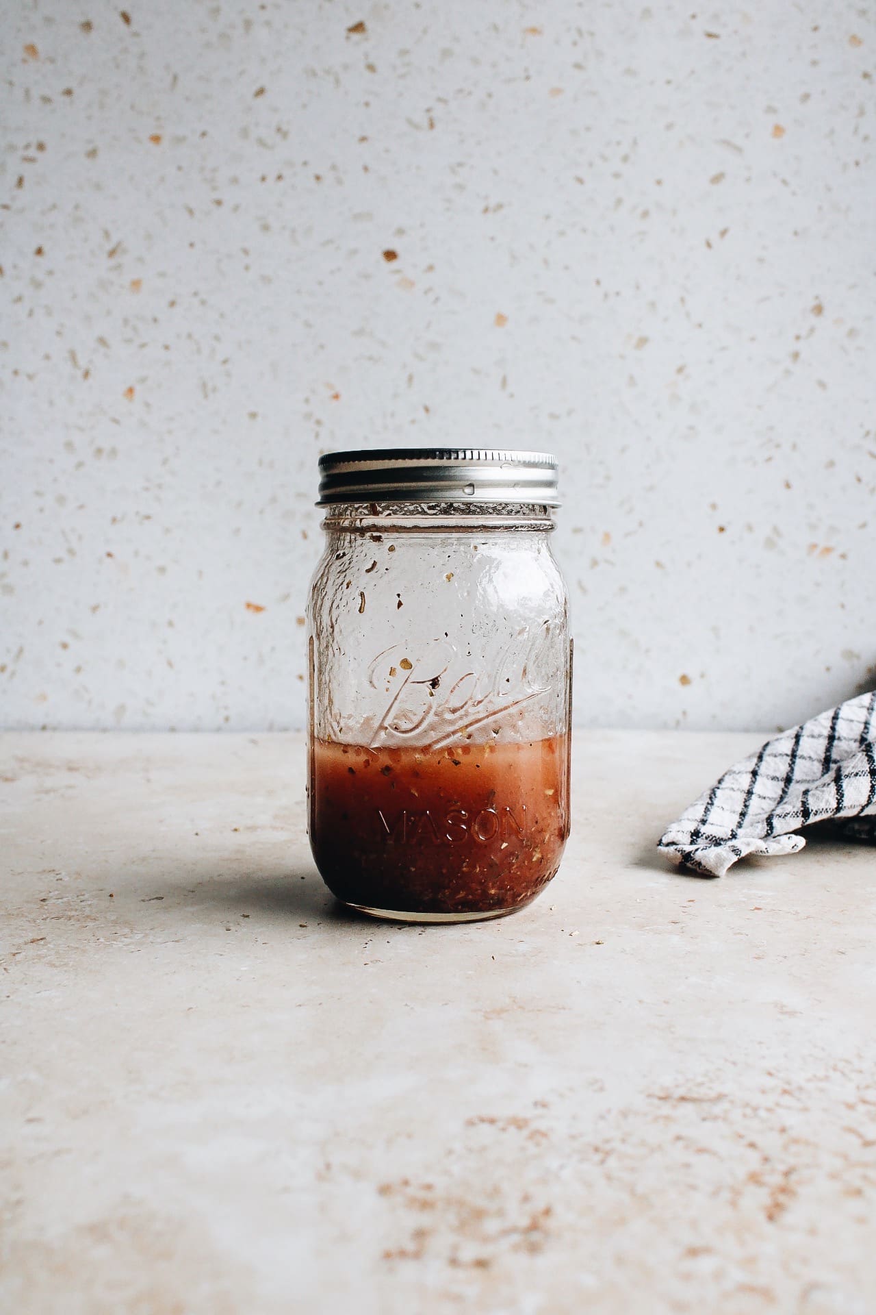 red wine vinaigrette in a in a glass jar